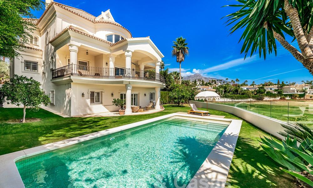 Luxury villa with traditional architecture for sale, located frontline golf in Nueva Andalucia, Marbella 58139