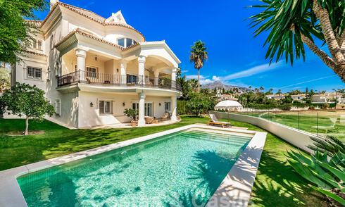 Luxury villa with traditional architecture for sale, located frontline golf in Nueva Andalucia, Marbella 58139