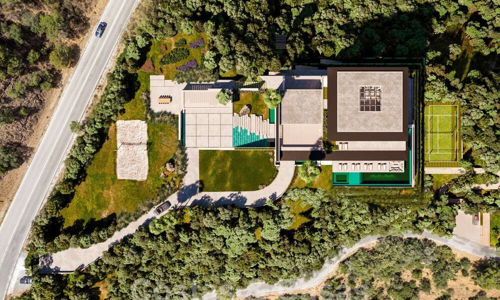 Plot + project for a luxury villa with futuristic design and breathtaking sea views for sale in El Madroñal, Benahavis - Marbella 62436