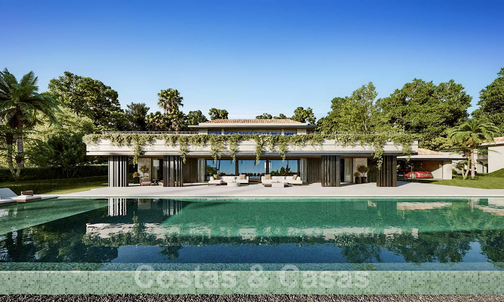 Building plot with a project for an innovative designer villa for sale on frontline golf, in a gated and secure residential area in Nueva Andalucia, Marbella 62564