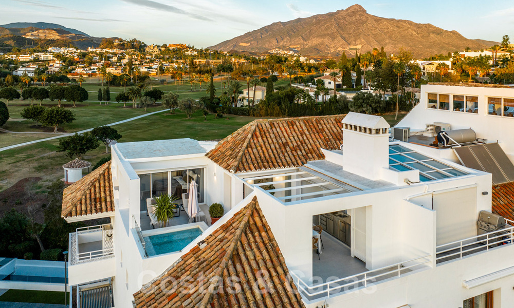 Luxurious duplex penthouse with contemporary interior for sale, frontline golf in Nueva Andalucia's golf valley, Marbella 63302