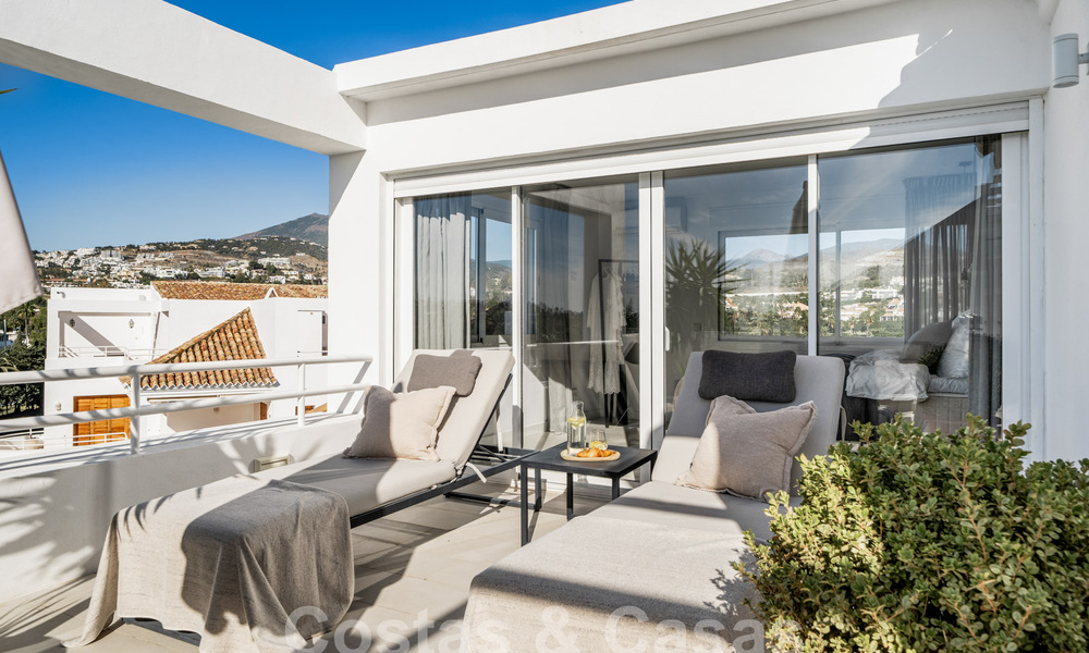 Luxurious duplex penthouse with contemporary interior for sale, frontline golf in Nueva Andalucia's golf valley, Marbella 63314