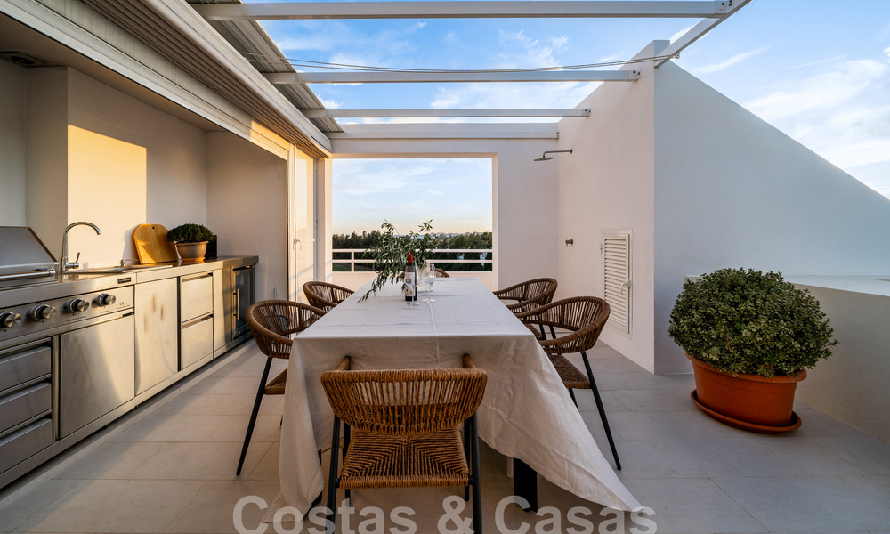 Luxurious duplex penthouse with contemporary interior for sale, frontline golf in Nueva Andalucia's golf valley, Marbella 63334