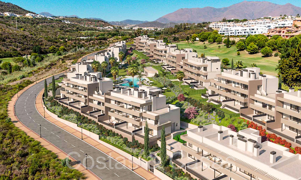 New build apartments with avant-garde design for sale, front line golf in Casares, Costa del Sol 65351