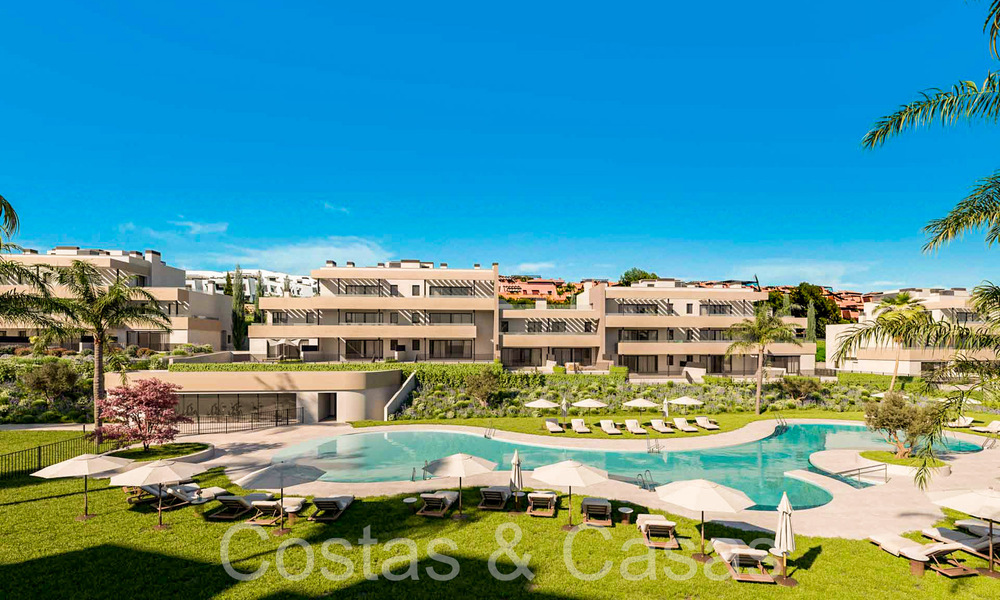 New build apartments with avant-garde design for sale, front line golf in Casares, Costa del Sol 65352