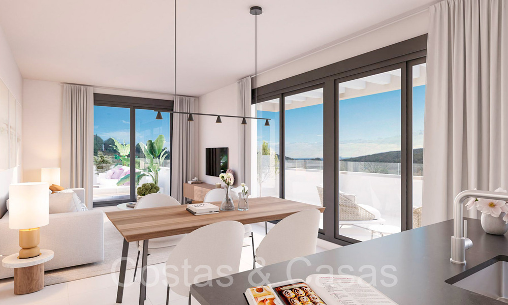 New build apartments with avant-garde design for sale, front line golf in Casares, Costa del Sol 65360