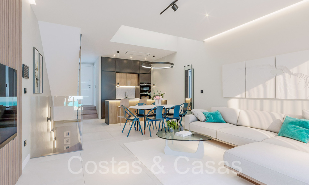 Opportunity! Modern innovative townhouses with private garden and sea view for sale in Fuengirola, Costa del Sol 70169