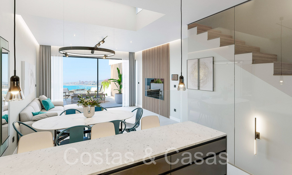 Opportunity! Modern innovative townhouses with private garden and sea view for sale in Fuengirola, Costa del Sol 70170