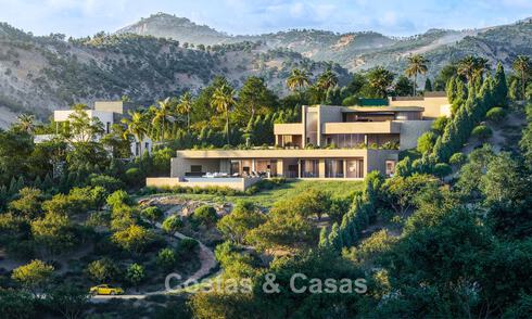 High-end designer villa with panoramic mountain and sea views for sale in a gated resort in Benahavis - Marbella 74904