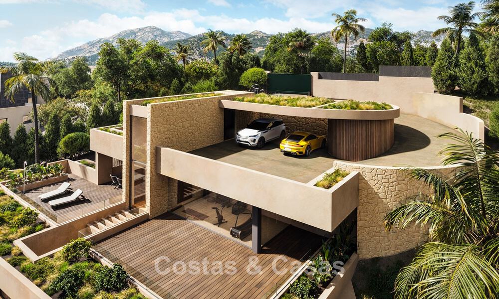 High-end designer villa with panoramic mountain and sea views for sale in a gated resort in Benahavis - Marbella 74906