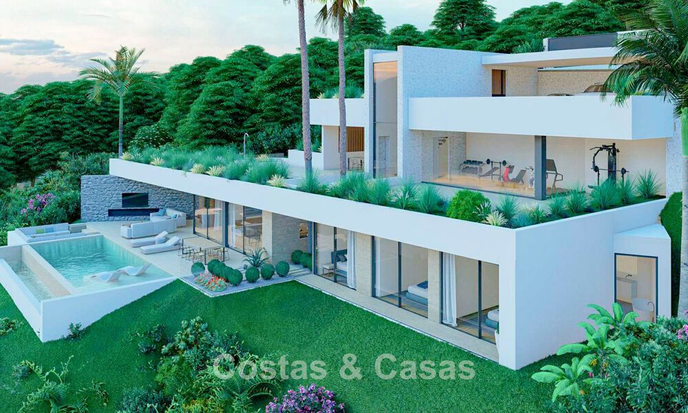 High-end designer villa with panoramic mountain and sea views for sale in a gated resort in Benahavis - Marbella 74908