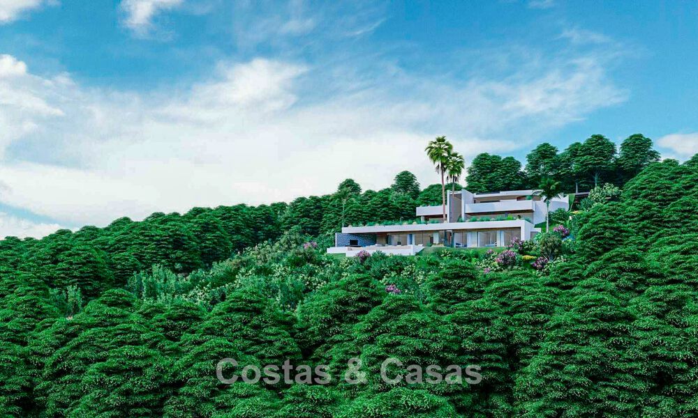 High-end designer villa with panoramic mountain and sea views for sale in a gated resort in Benahavis - Marbella 74909
