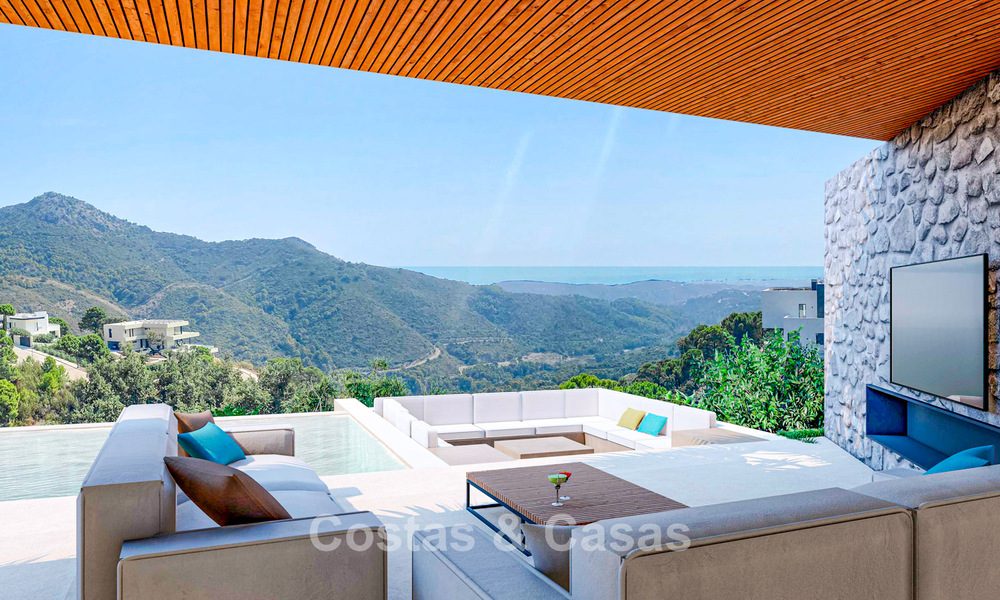 High-end designer villa with panoramic mountain and sea views for sale in a gated resort in Benahavis - Marbella 74912