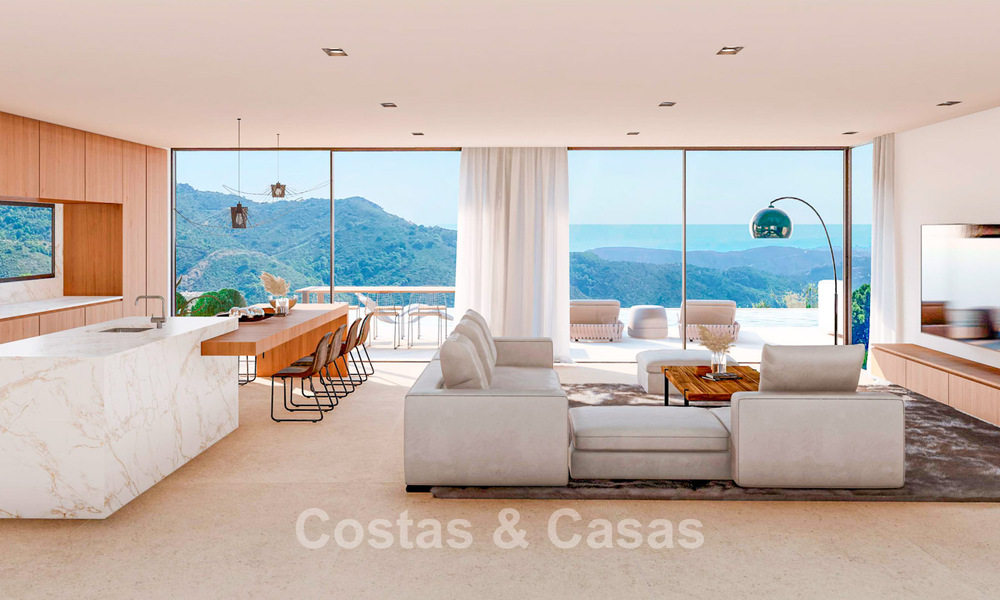 High-end designer villa with panoramic mountain and sea views for sale in a gated resort in Benahavis - Marbella 74917