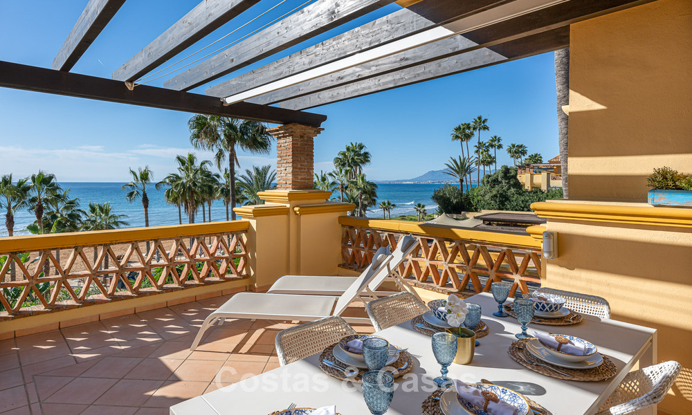 Spacious 3-bedroom apartment with panoramic sea views for sale in a beach complex east of Marbella centre 774706