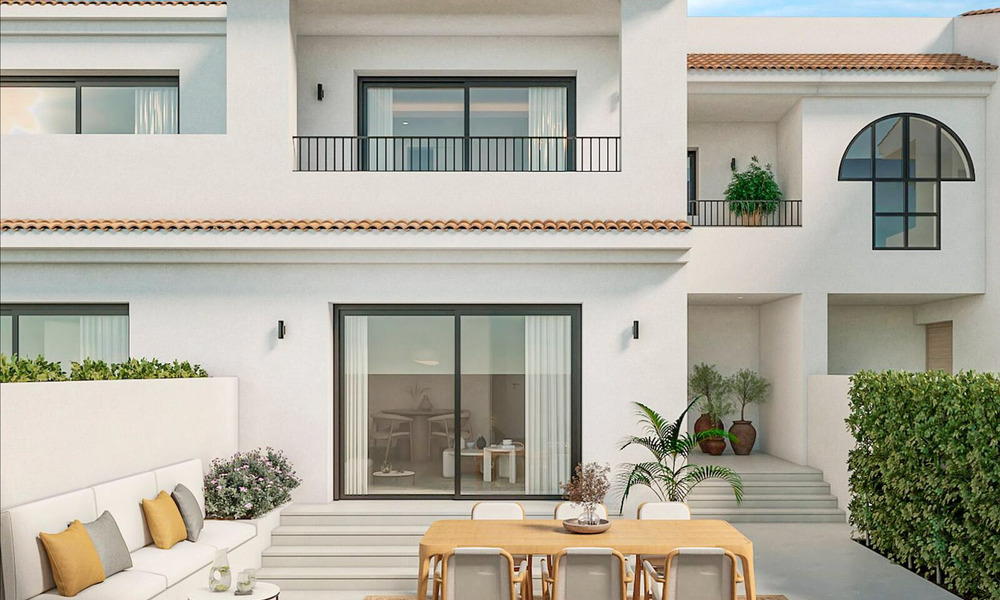 Contemporary Mediterranean style townhouse for sale within walking distance of the beach of San Pedro Playa, Marbella 774910