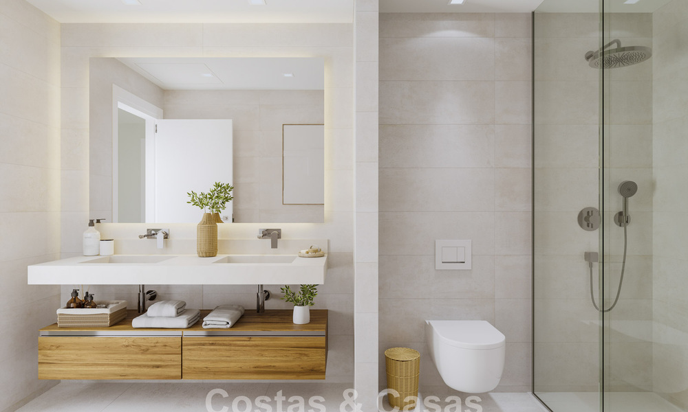 New on the market. Sustainable new build apartments with sea views for sale at walking distance in West Estepona 775815