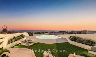 New, large designer apartments with golf and sea views in an avant-garde architectural style for sale in Marbella East 776192 