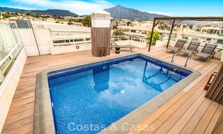 Exclusive, spacious duplex penthouse for sale, with private pool and sea view, close to the beach in Puerto Banus, Marbella 776949 