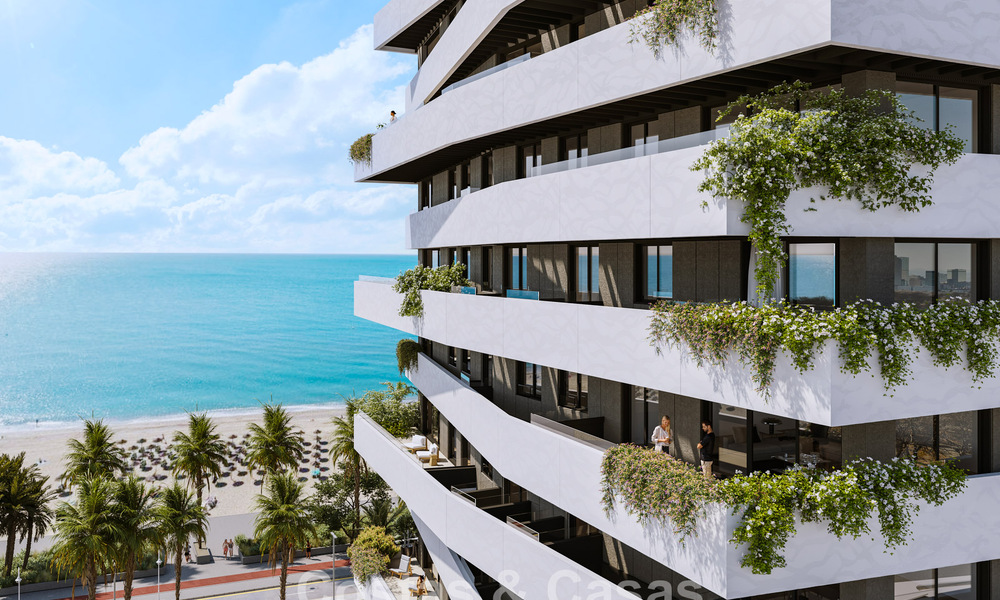 6 luxury duplex penthouses with open sea views for sale directly on the beach promenade in Malaga centre 777522