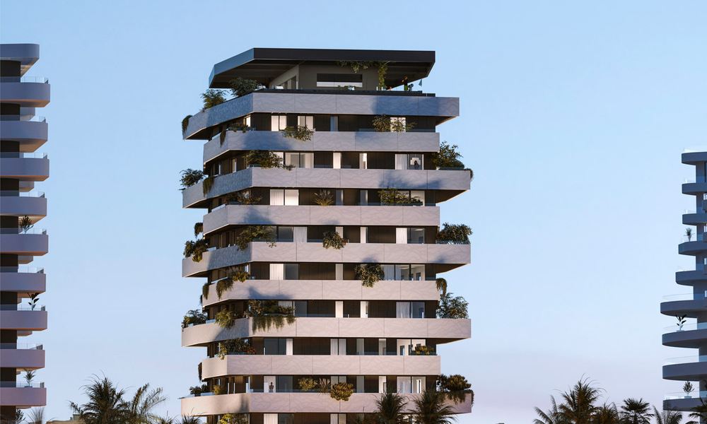 6 luxury duplex penthouses with open sea views for sale directly on the beach promenade in Malaga centre 777523