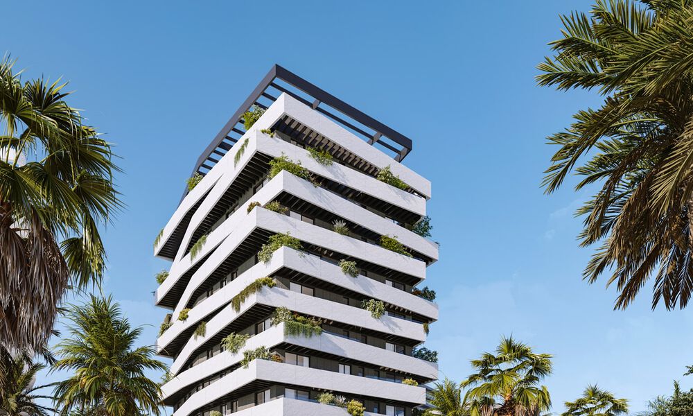 6 luxury duplex penthouses with open sea views for sale directly on the beach promenade in Malaga centre 777524