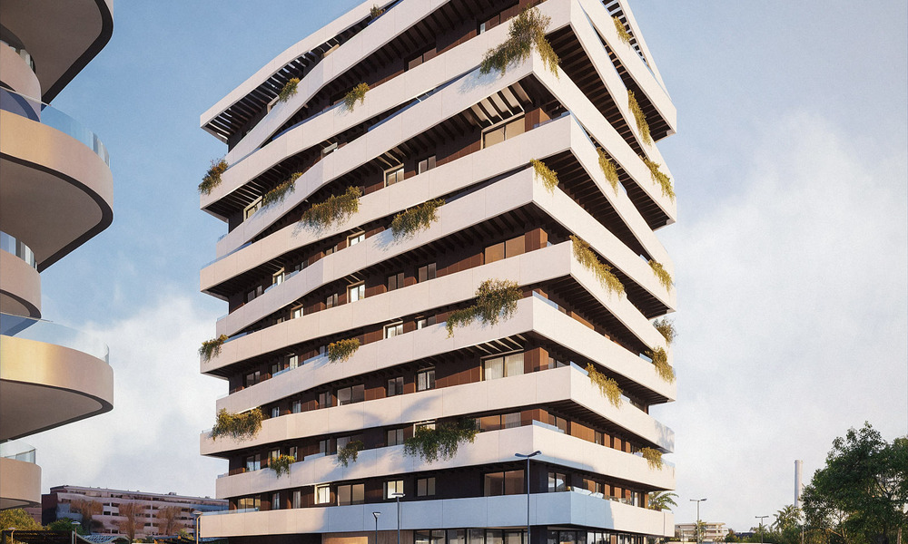 6 luxury duplex penthouses with open sea views for sale directly on the beach promenade in Malaga centre 777529