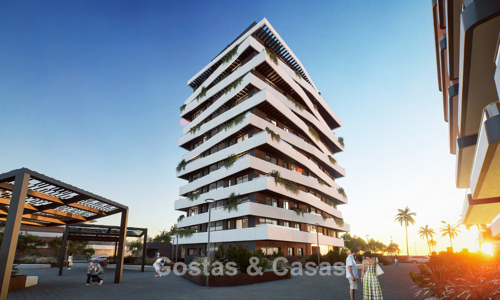 6 luxury duplex penthouses with open sea views for sale directly on the beach promenade in Malaga centre 777532