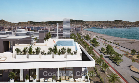 6 luxury duplex penthouses with open sea views for sale directly on the beach promenade in Malaga centre 777580