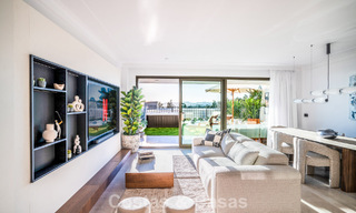 Modernist design townhouse with sea views for sale in a prestigious resort in Mijas Costa, Costa del Sol 777856 
