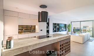 Modernist design townhouse with sea views for sale in a prestigious resort in Mijas Costa, Costa del Sol 777872 