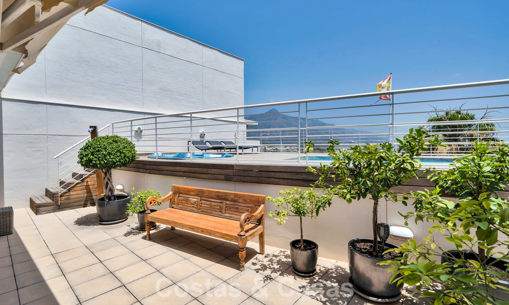 Luxurious duplex penthouse with private pool for sale in Nueva Andalucia’s Golf Valley, Marbella 777919