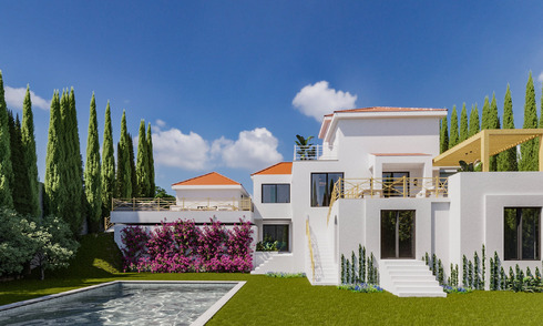 Renovation project: luxury villa for sale with modern Mediterranean design and sea views in Nueva Andalucia, Marbella 779075