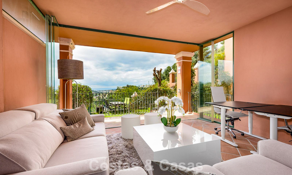 Spacious raised garden apartment with panoramic sea views for sale in Benahavis - Marbella 780222