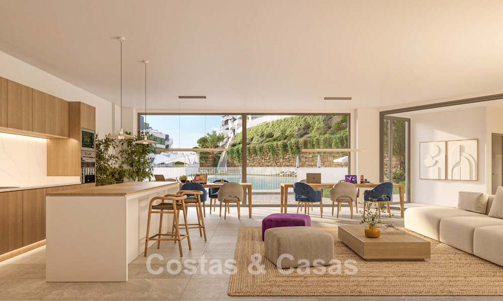 Off-plan, frontline golf apartments with sea views for sale in a luxury resort in Mijas, Costa del Sol 780595