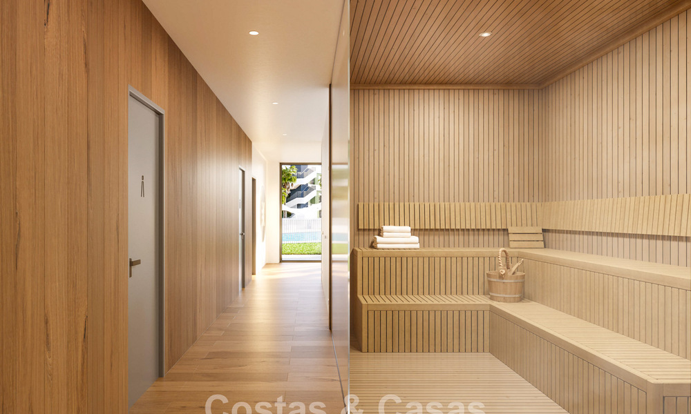 Off-plan, frontline golf apartments with sea views for sale in a luxury resort in Mijas, Costa del Sol 780596