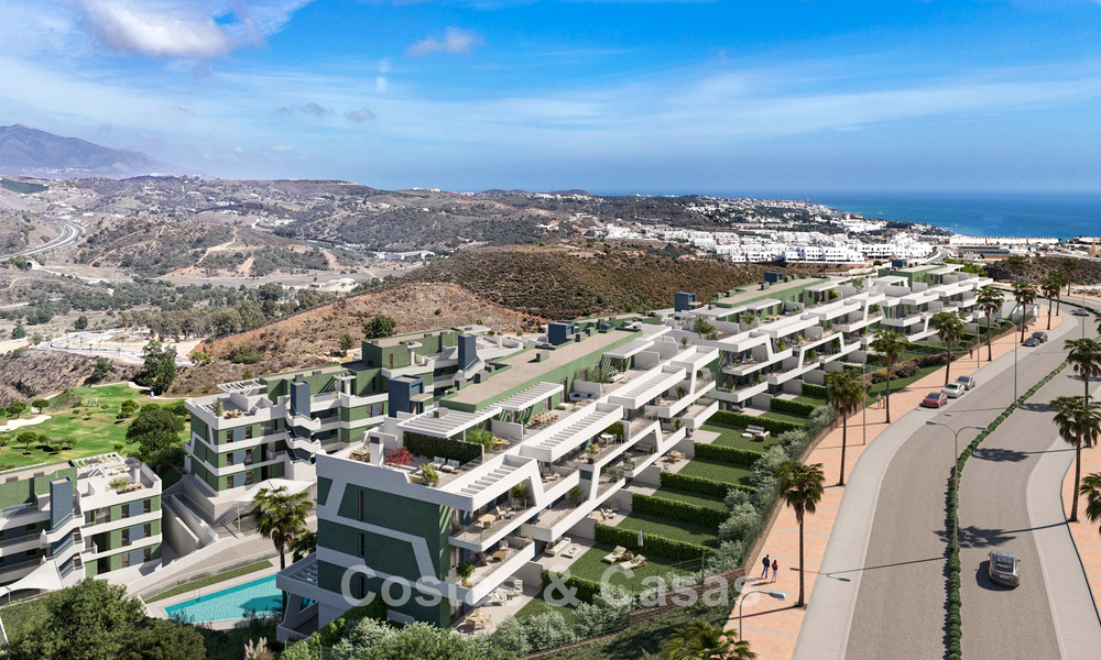 Off-plan, frontline golf apartments with sea views for sale in a luxury resort in Mijas, Costa del Sol 780598