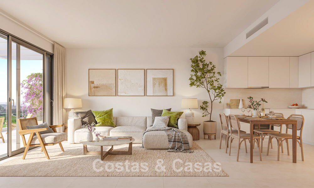 Off-plan, frontline golf apartments with sea views for sale in a luxury resort in Mijas, Costa del Sol 780603