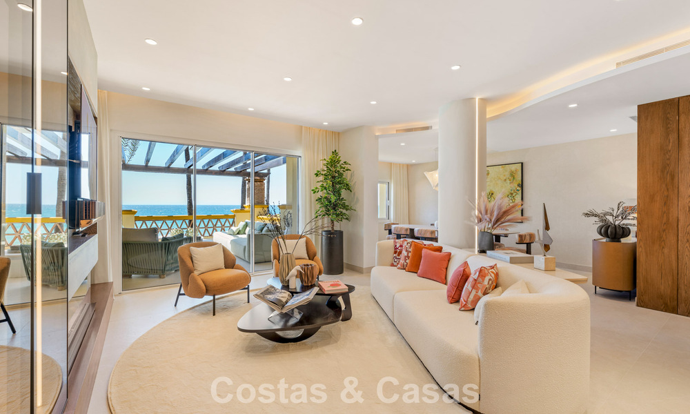 Luxurious 3-bedroom beachfront apartment with frontal sea views for sale east of Marbella centre 780940