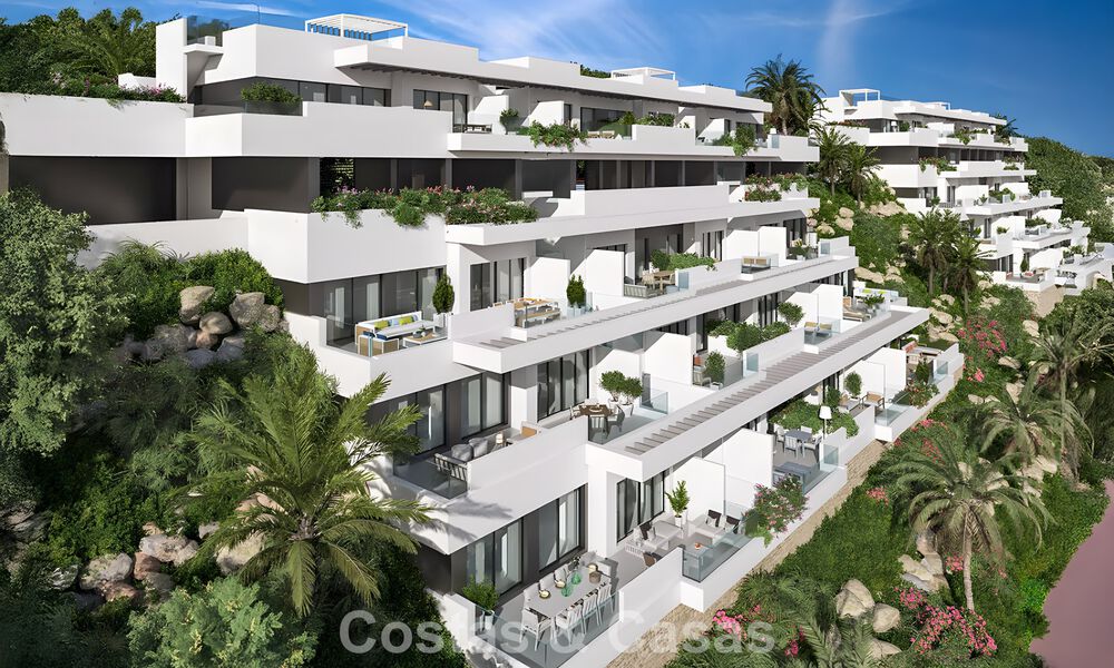 New contemporary luxury apartments with sea views for sale near golf course in La Cala de Mijas, Costa del Sol 781170
