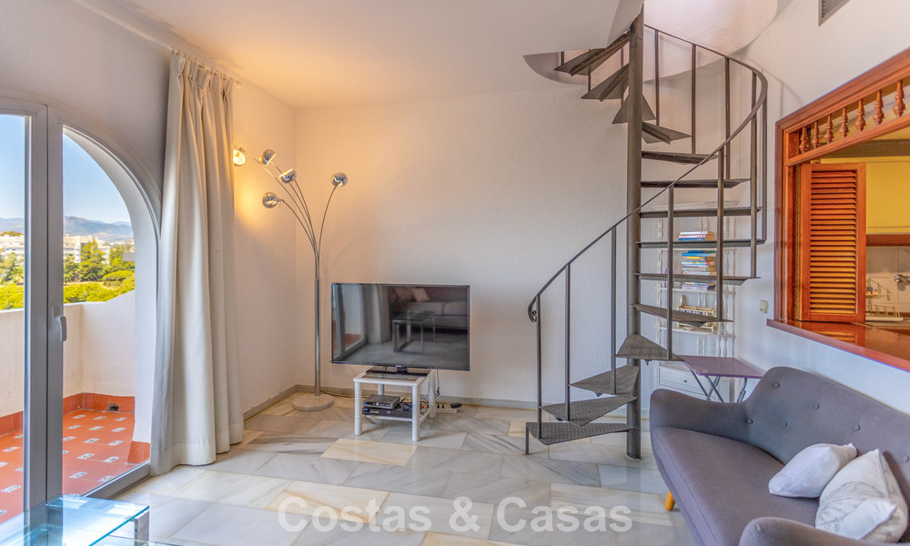 Duplex penthouse with sea views for sale in a gated, frontline beach complex in Puerto Banus, Marbella 782245