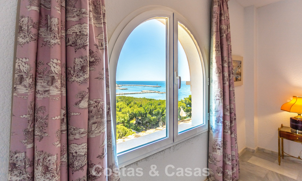 Duplex penthouse with sea views for sale in a gated, frontline beach complex in Puerto Banus, Marbella 782247