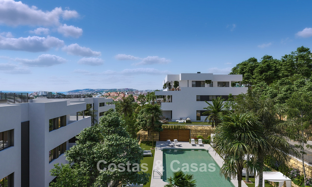 New project of contemporary luxury apartments for sale within walking distance of the beach and sea view in West Estepona 783267