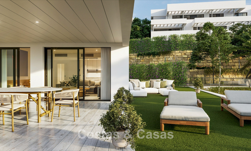 New project of contemporary luxury apartments for sale within walking distance of the beach and sea view in West Estepona 783268