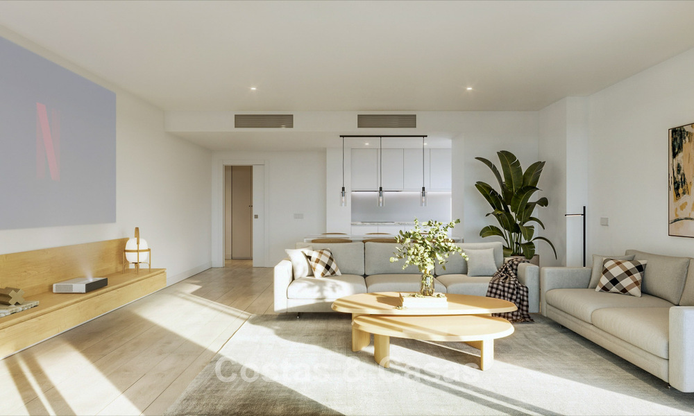 New project of contemporary luxury apartments for sale within walking distance of the beach and sea view in West Estepona 783269