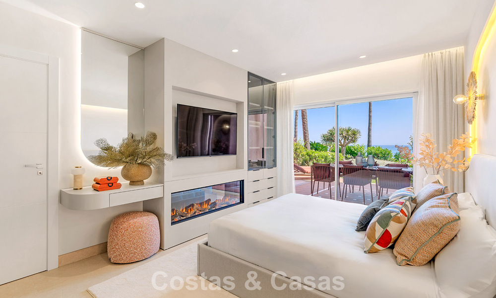 High quality renovated garden apartment with open sea views for sale, frontline beach between Marbella and Estepona 783421