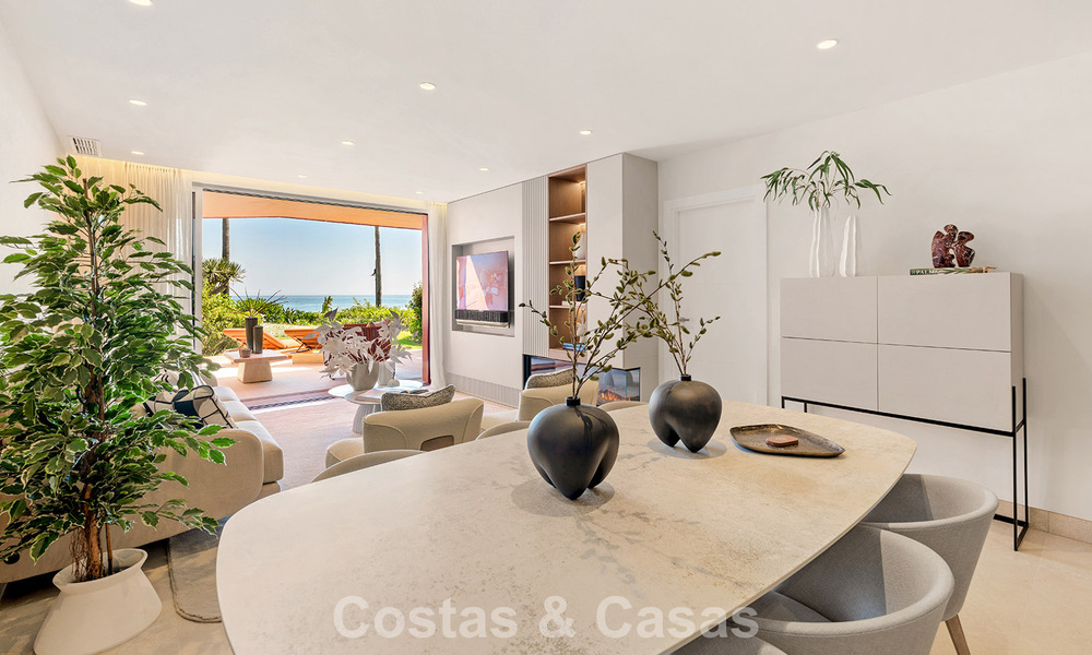 High quality renovated garden apartment with open sea views for sale, frontline beach between Marbella and Estepona 783426