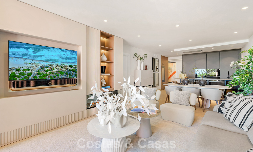 High quality renovated garden apartment with open sea views for sale, frontline beach between Marbella and Estepona 783429