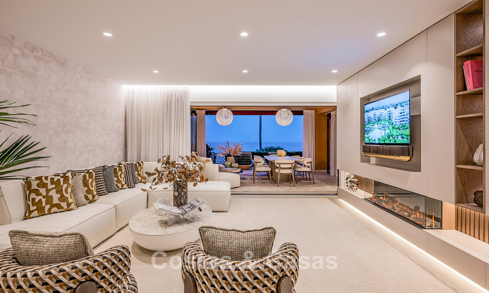 High-quality, modernized luxury beachfront apartment with stunning sea views, private garden and pool, Marbella - Estepona 782604