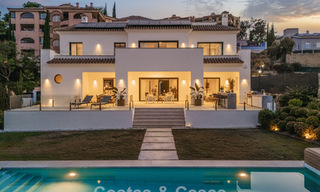 Frontline golf villa in a modern Mediterranean style for sale in Elviria, east of Marbella center 783033 